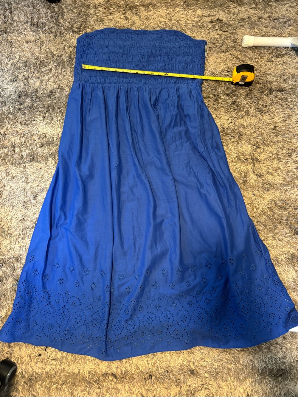 Old Navy Royal Blue Strapless Smocked Maxi Skirt with Eyelet Hem